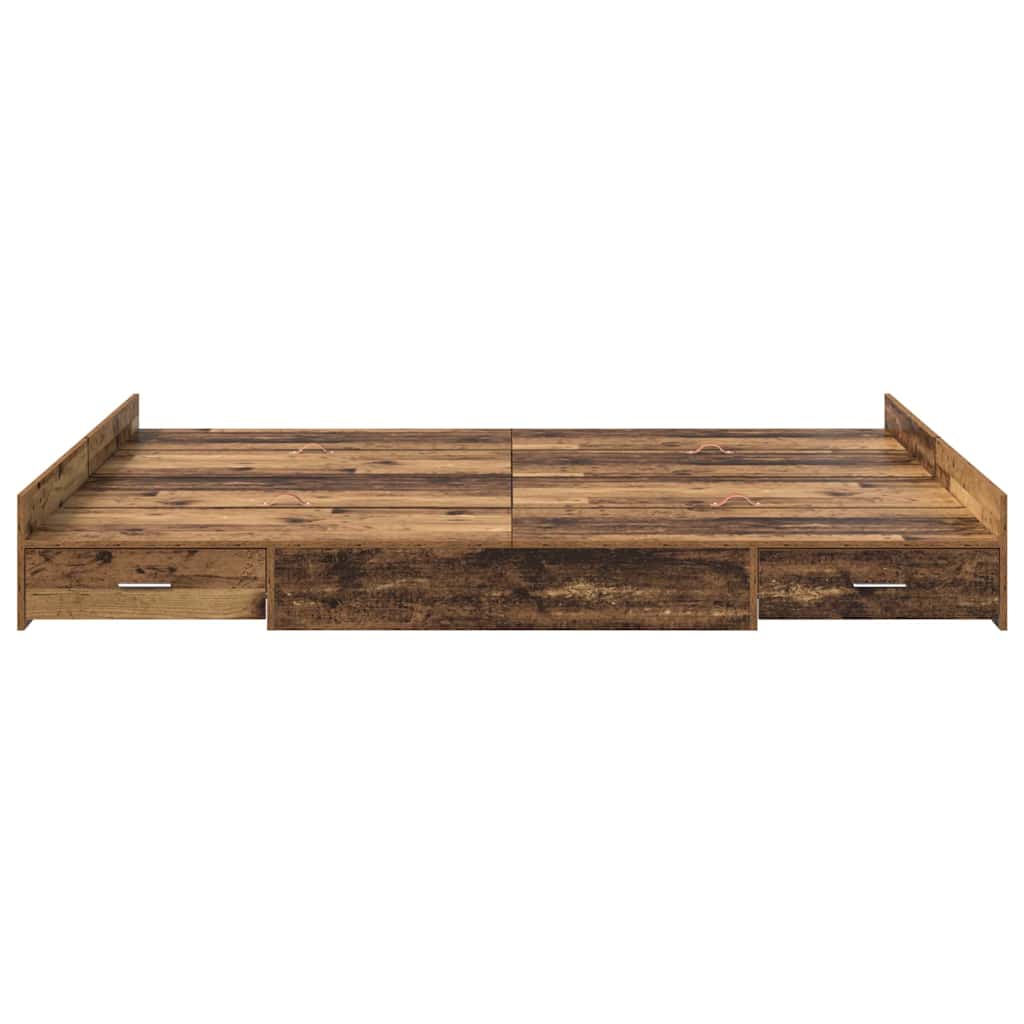 Storage Bed Frame Old Wood 135 x 190 cm Engineered Wood