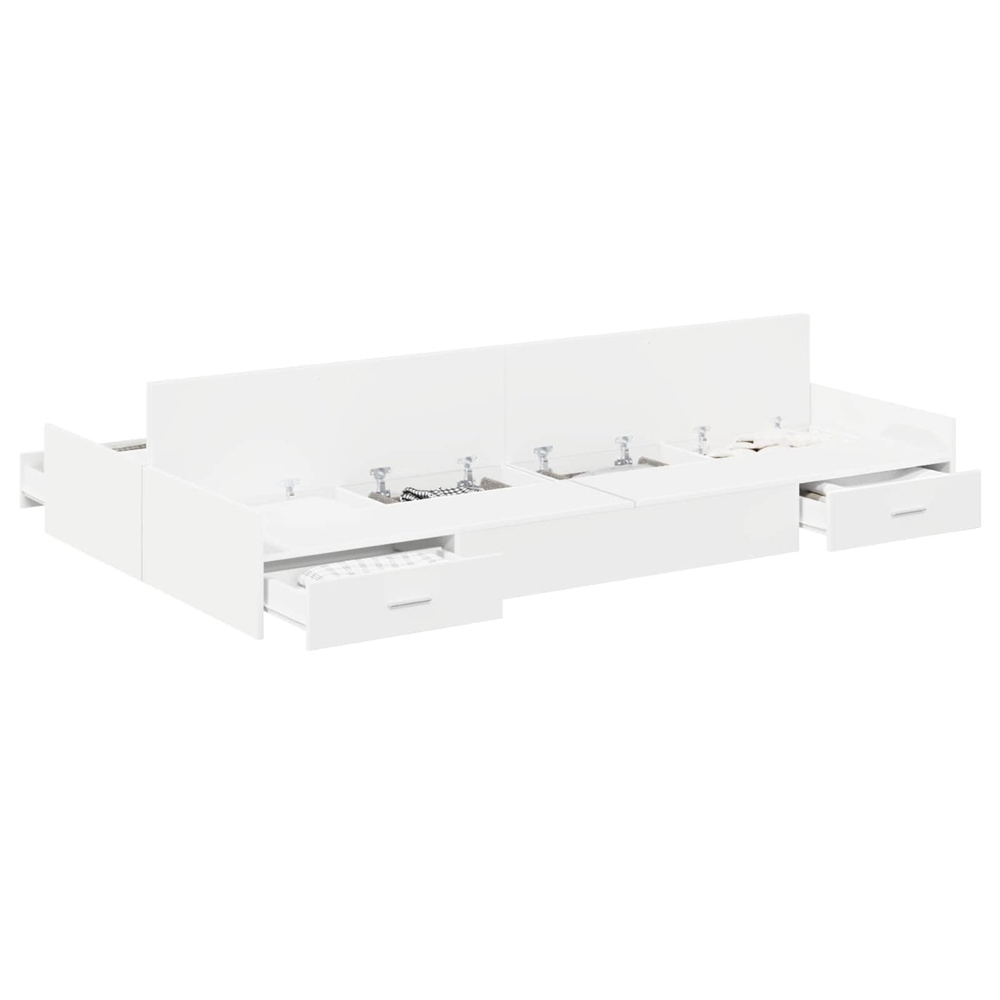 Storage Bed Frame White 120 x 190 cm Engineered Wood
