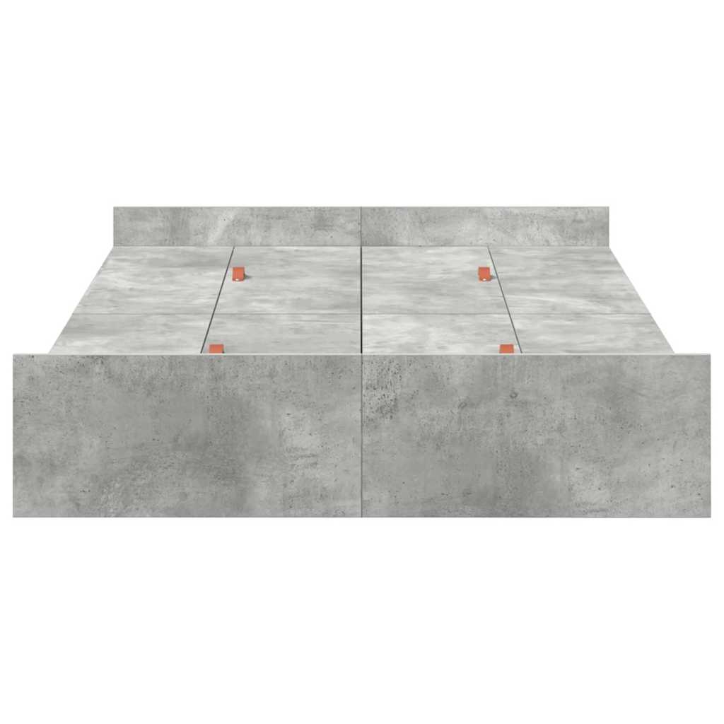 Storage Bed Frame Concrete Grey 120 x 190 cm Engineered Wood