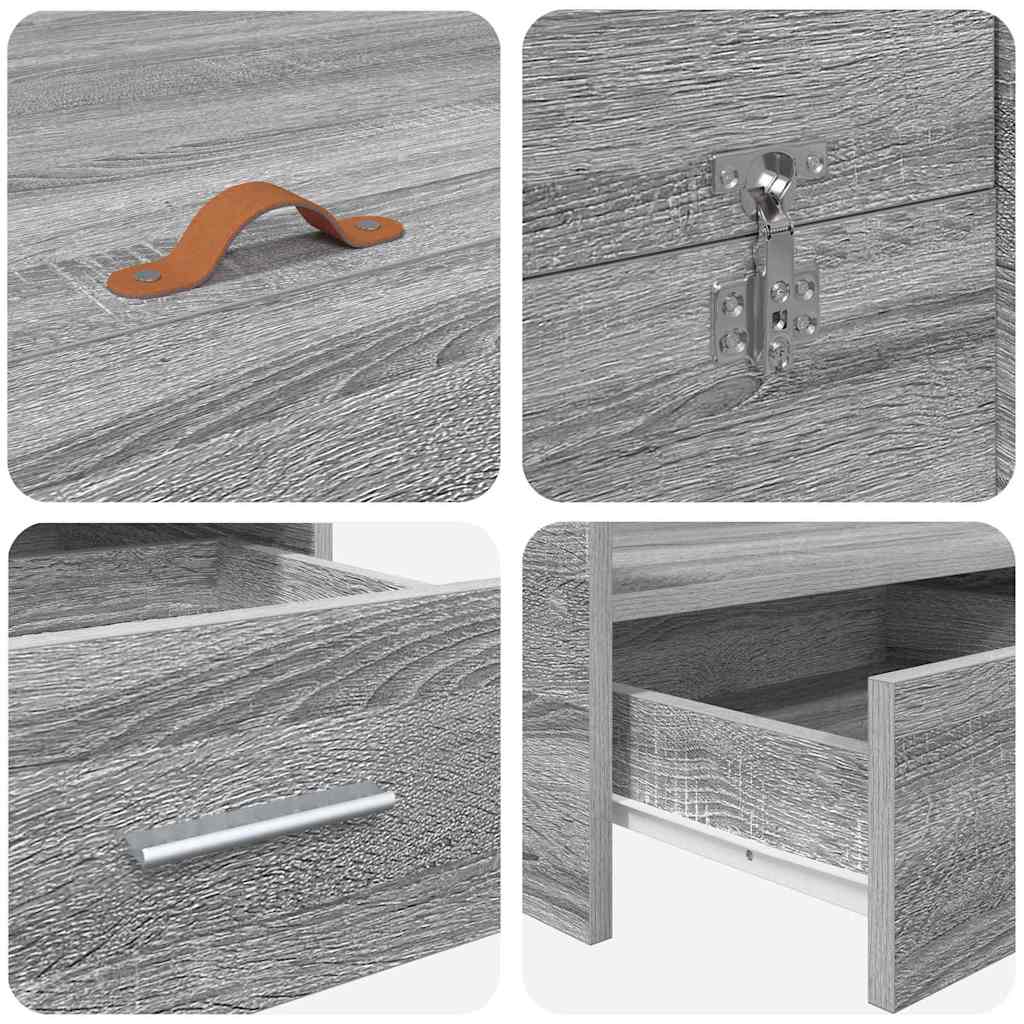Storage Bed Frame Grey Sonoma 120 x 190 cm Engineered Wood