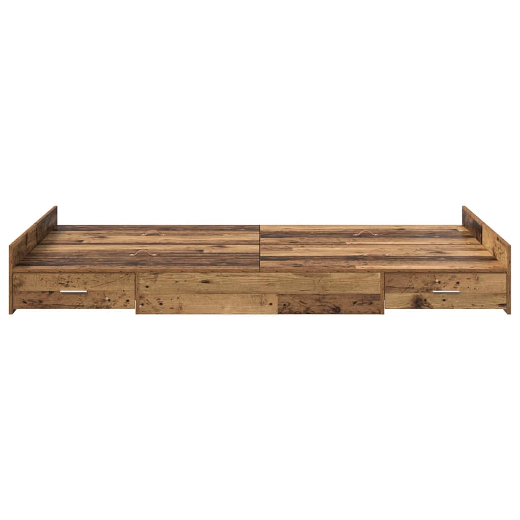 Storage Bed Frame Old Wood 120 x 190 cm Engineered Wood