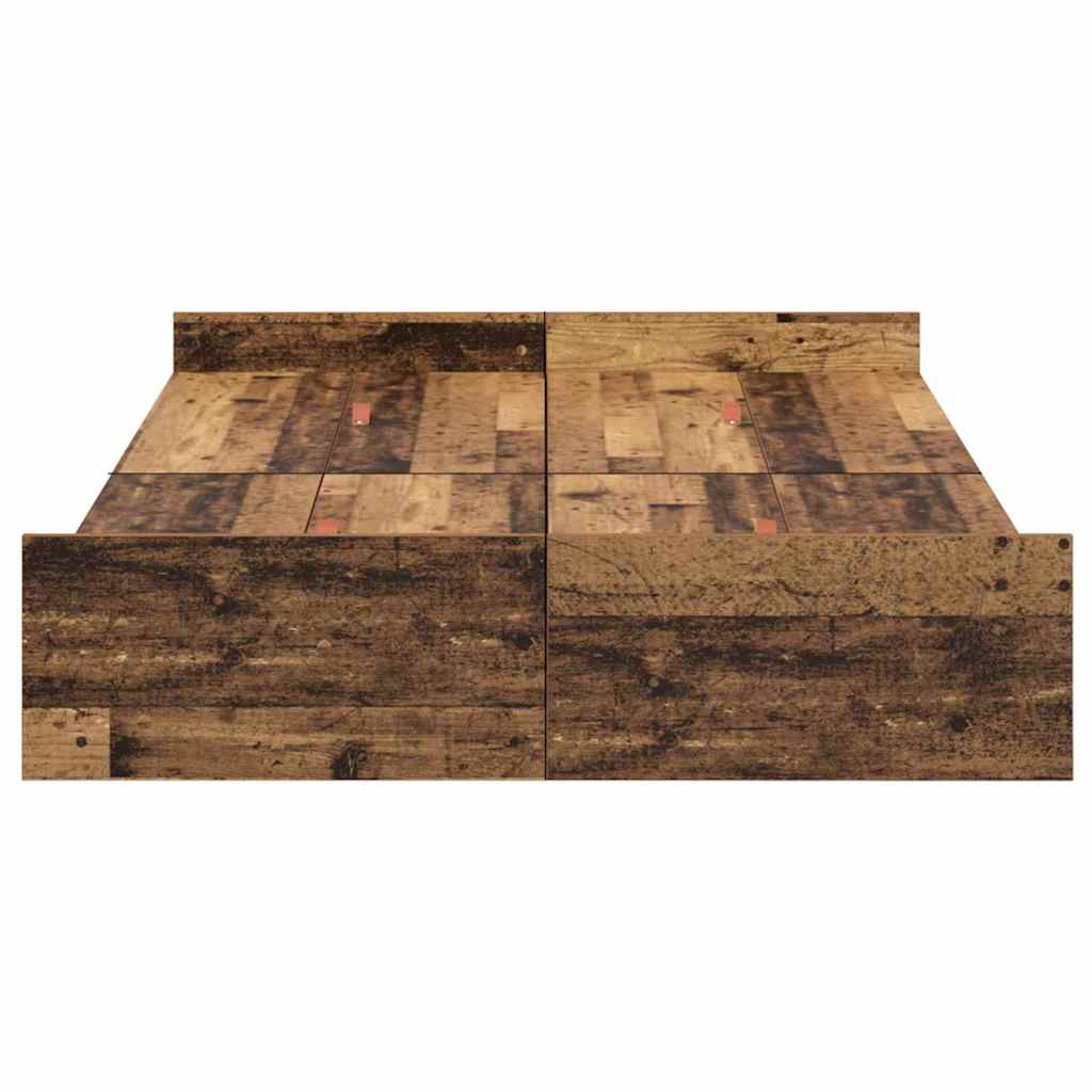 Storage Bed Frame Old Wood 120 x 190 cm Engineered Wood