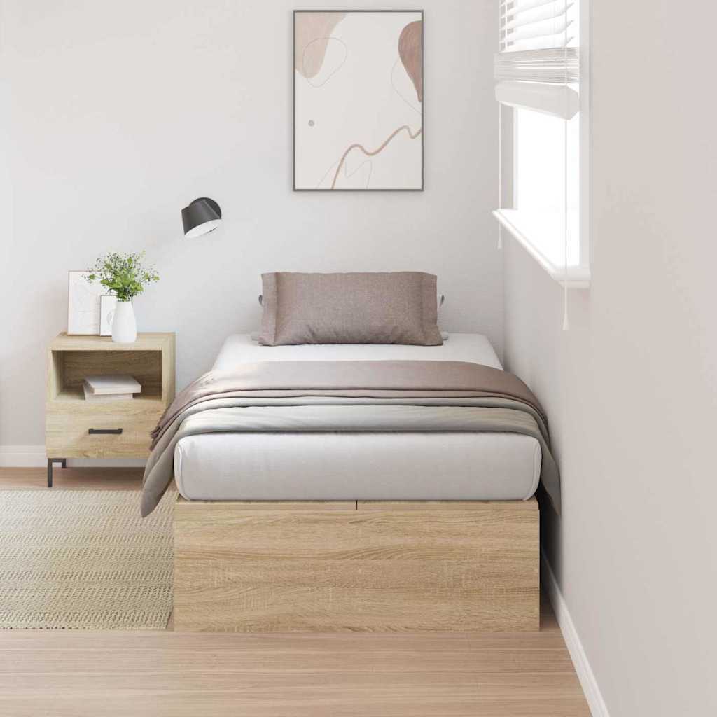 Storage Bed Frame Sonoma Oak 80 x 200 cm Engineered Wood