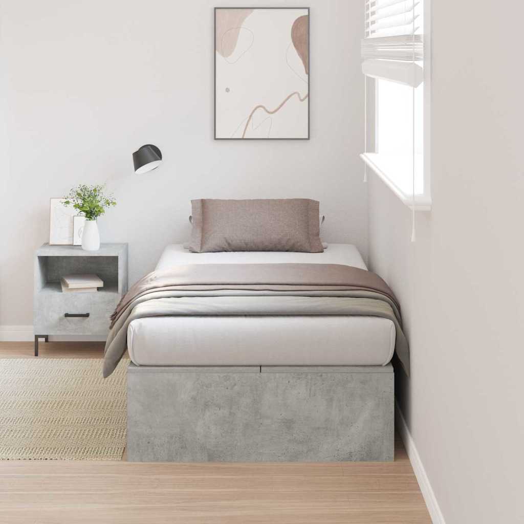 Storage Bed Frame Concrete Grey 80 x 200 cm Engineered Wood