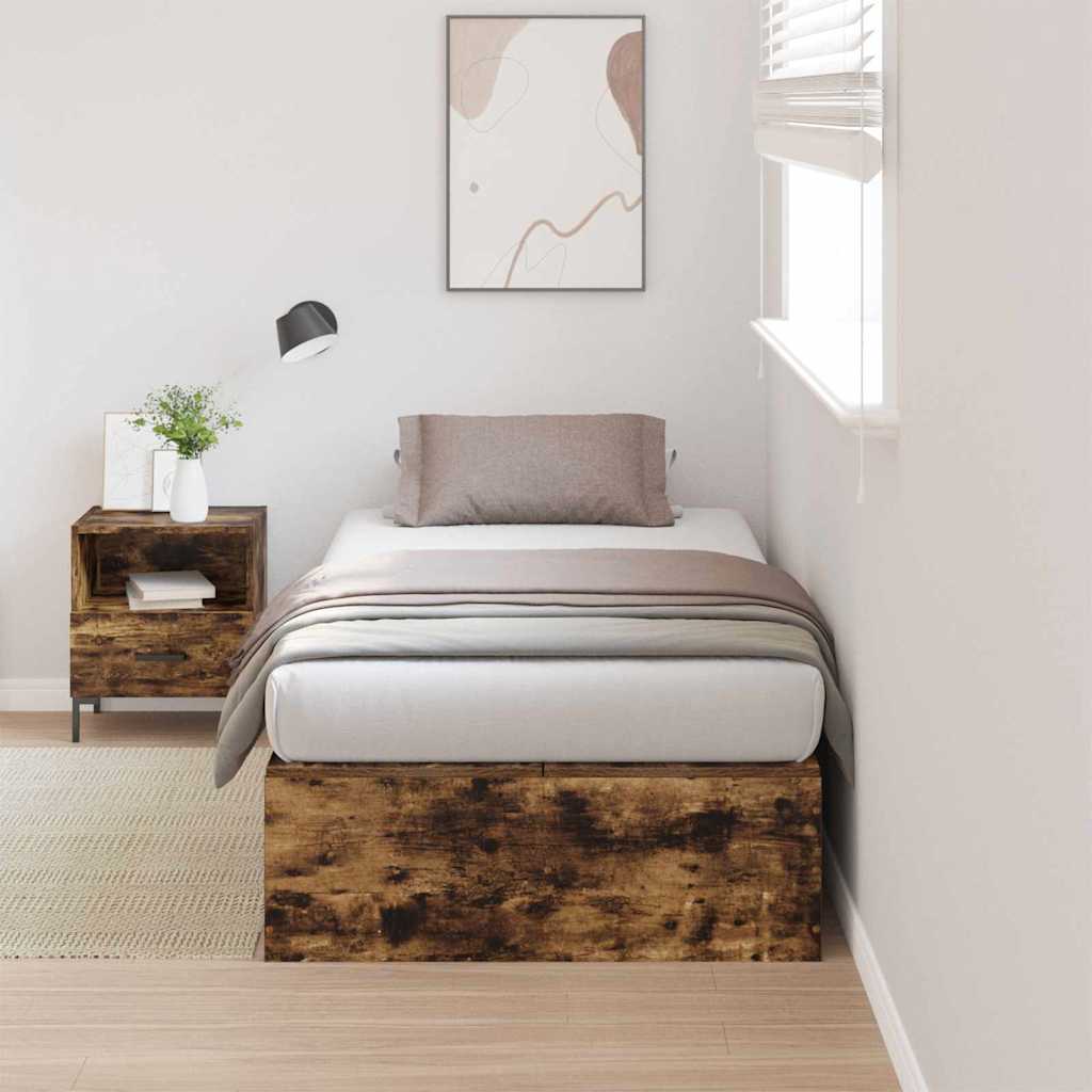 Storage Bed Frame Smoked Oak 80 x 200 cm Engineered Wood