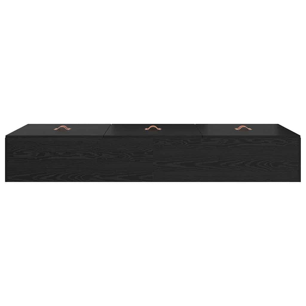 Storage Bed Frame Black Oak 90 x 200 cm Engineered Wood
