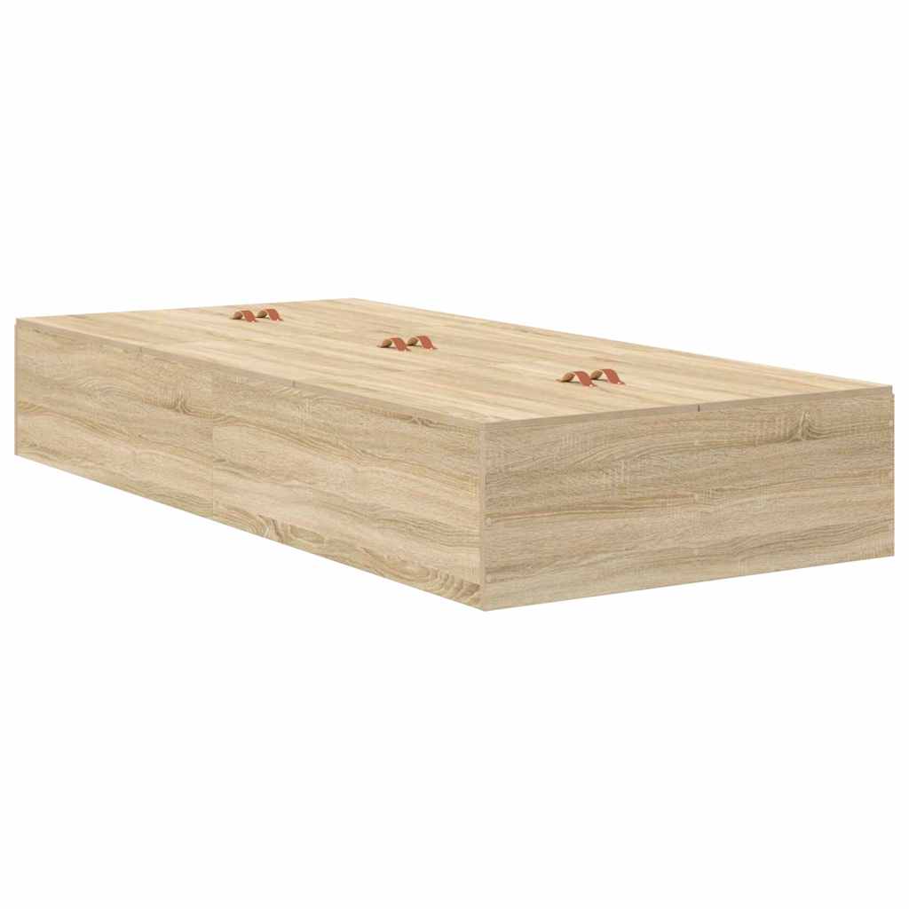 Storage Bed Frame Sonoma Oak 90 x 200 cm Engineered Wood