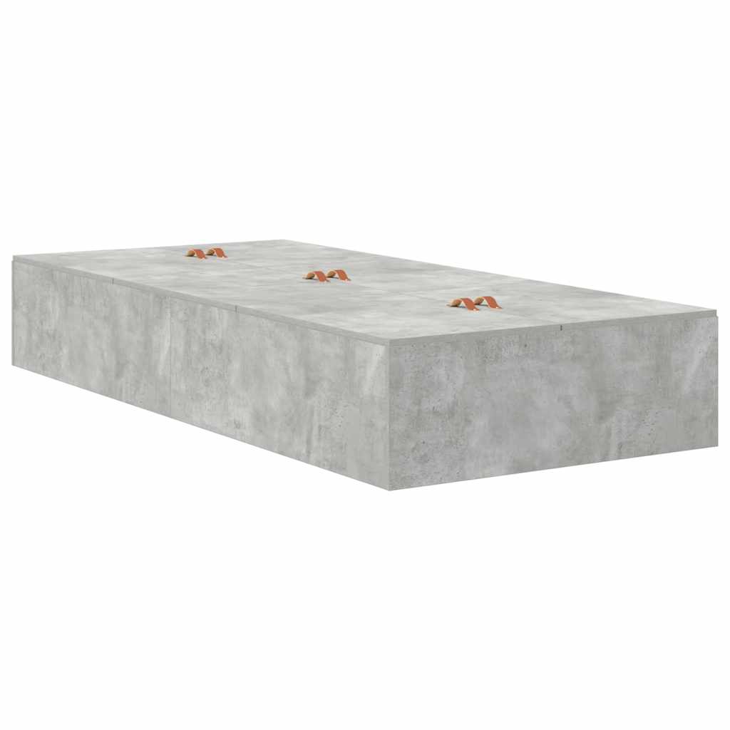 Storage Bed Frame Concrete Grey 90 x 200 cm Engineered Wood