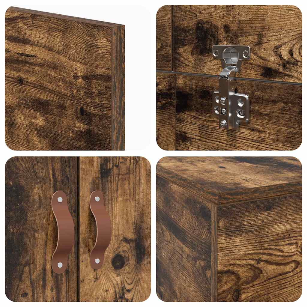 Storage Bed Frame Smoked Oak 90 x 200 cm Engineered Wood