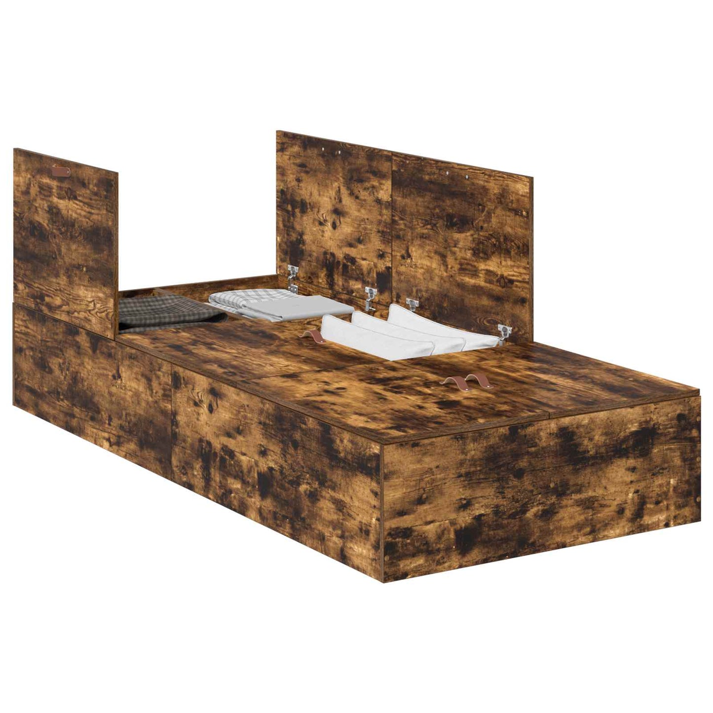 Storage Bed Frame Smoked Oak 90 x 200 cm Engineered Wood