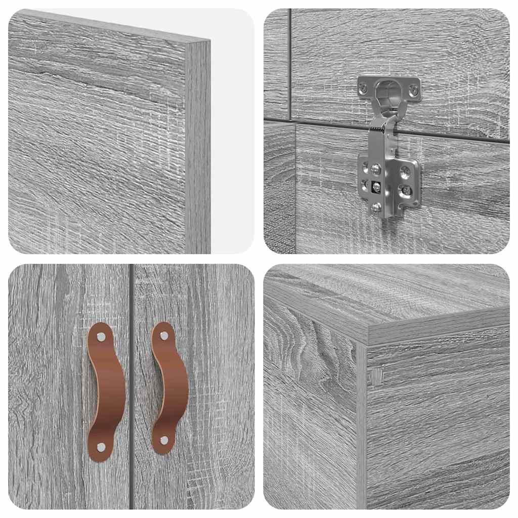 Storage Bed Frame Grey Sonoma 90 x 200 cm Engineered Wood