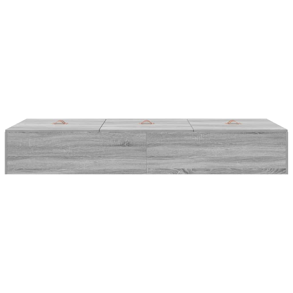 Storage Bed Frame Grey Sonoma 90 x 200 cm Engineered Wood