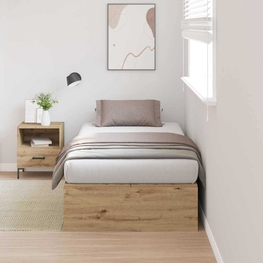 Storage Bed Frame Artisan Oak 90 x 200 cm Engineered Wood