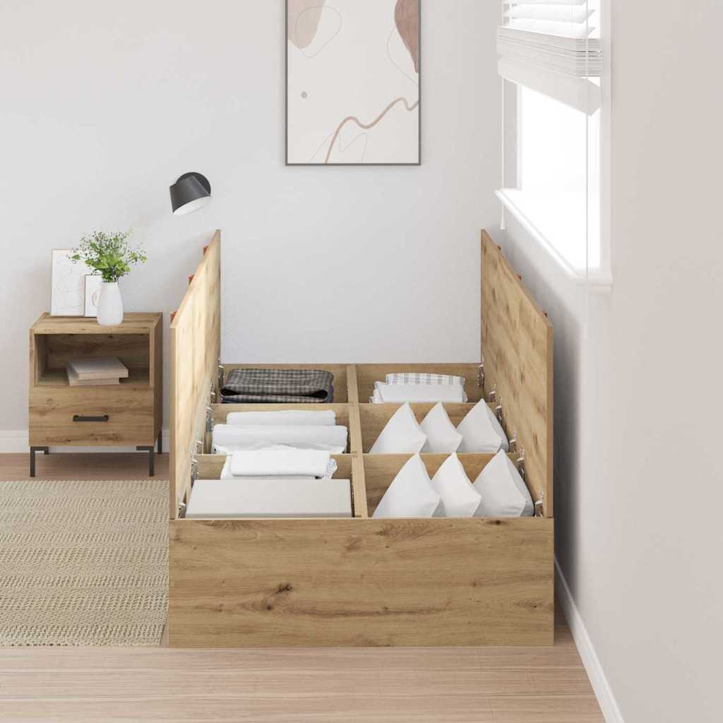 Storage Bed Frame Artisan Oak 90 x 200 cm Engineered Wood