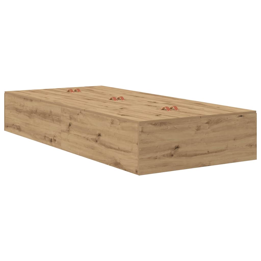 Storage Bed Frame Artisan Oak 90 x 200 cm Engineered Wood