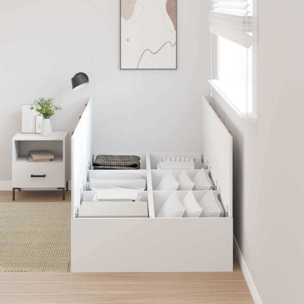 Storage Bed Frame White 100 x 200 cm Engineered Wood