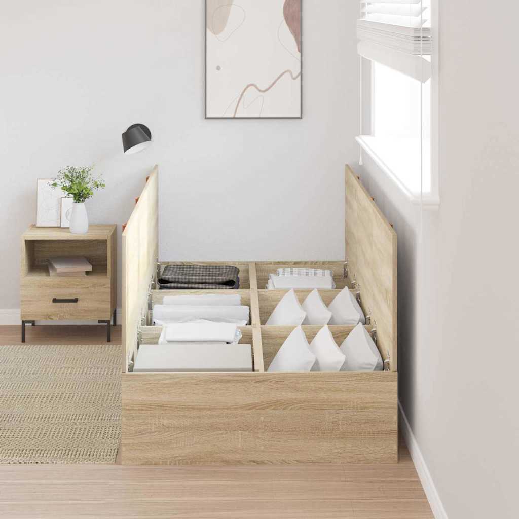 Storage Bed Frame Sonoma Oak 100 x 200 cm Engineered Wood