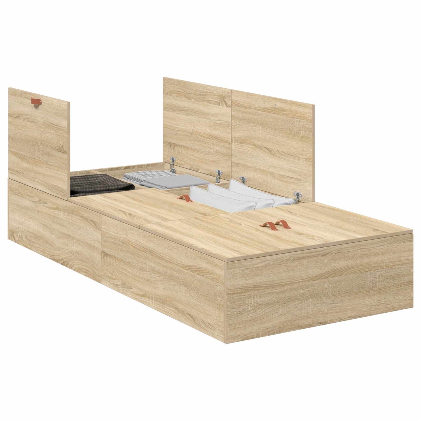 Storage Bed Frame Sonoma Oak 100 x 200 cm Engineered Wood