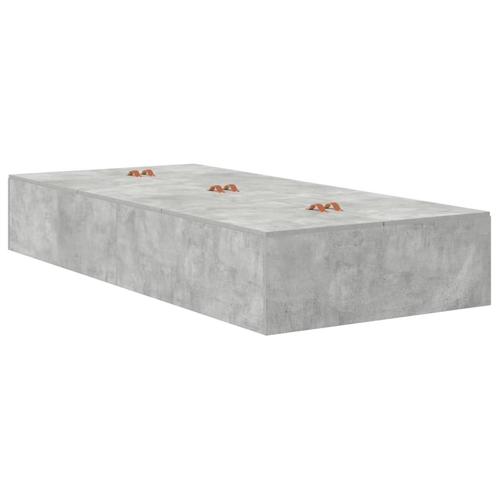 Storage Bed Frame Concrete Grey 100 x 200 cm Engineered Wood