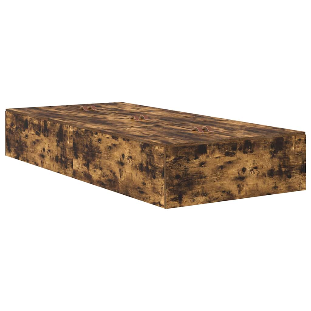 Storage Bed Frame Smoked Oak 100 x 200 cm Engineered Wood