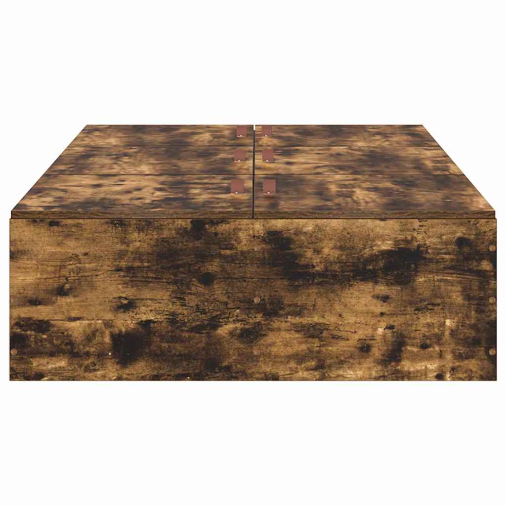 Storage Bed Frame Smoked Oak 100 x 200 cm Engineered Wood