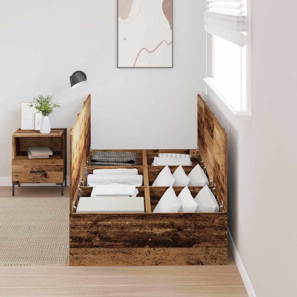 Storage Bed Frame Old Wood 100 x 200 cm Engineered Wood