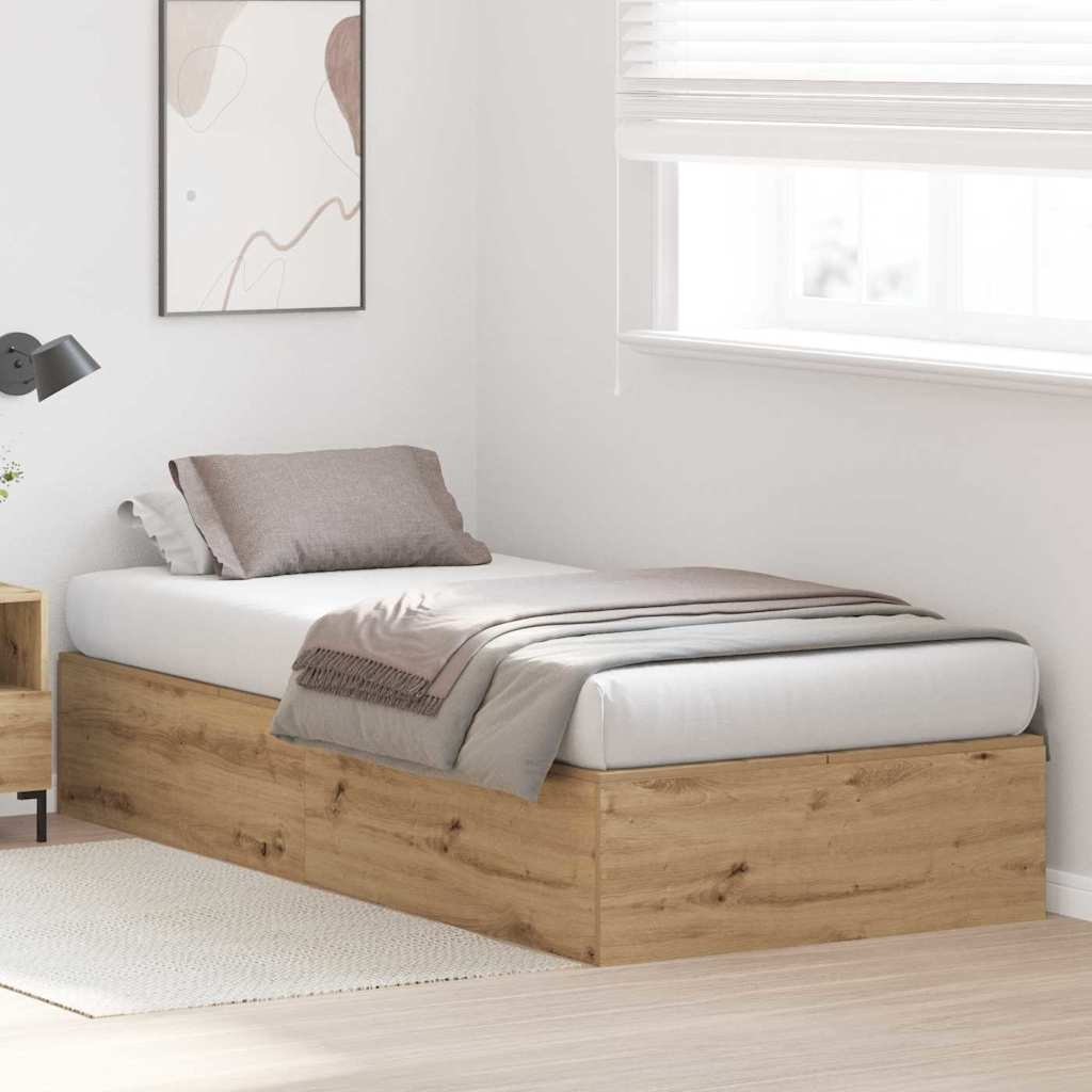 Storage Bed Frame Artisan Oak 100 x 200 cm Engineered Wood