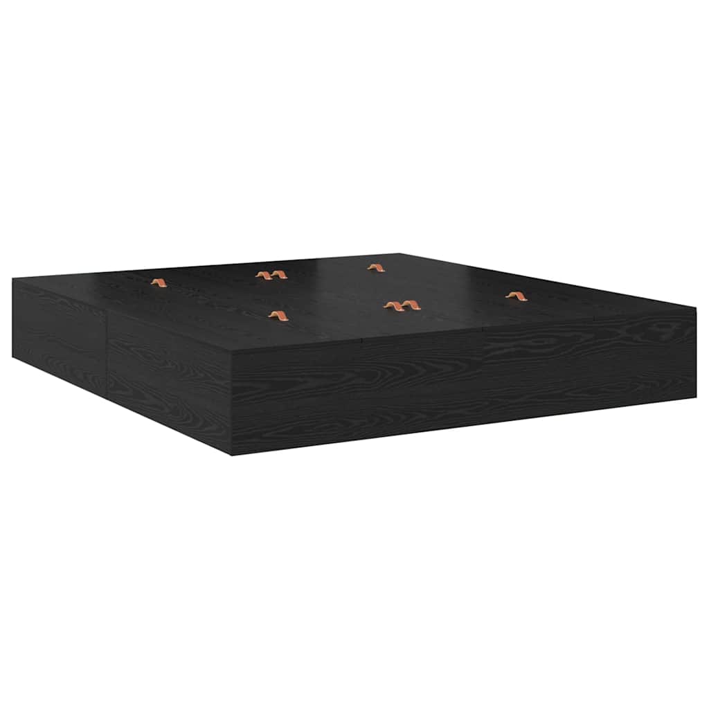 Storage Bed Frame Black Oak 200 x 200 cm Engineered Wood