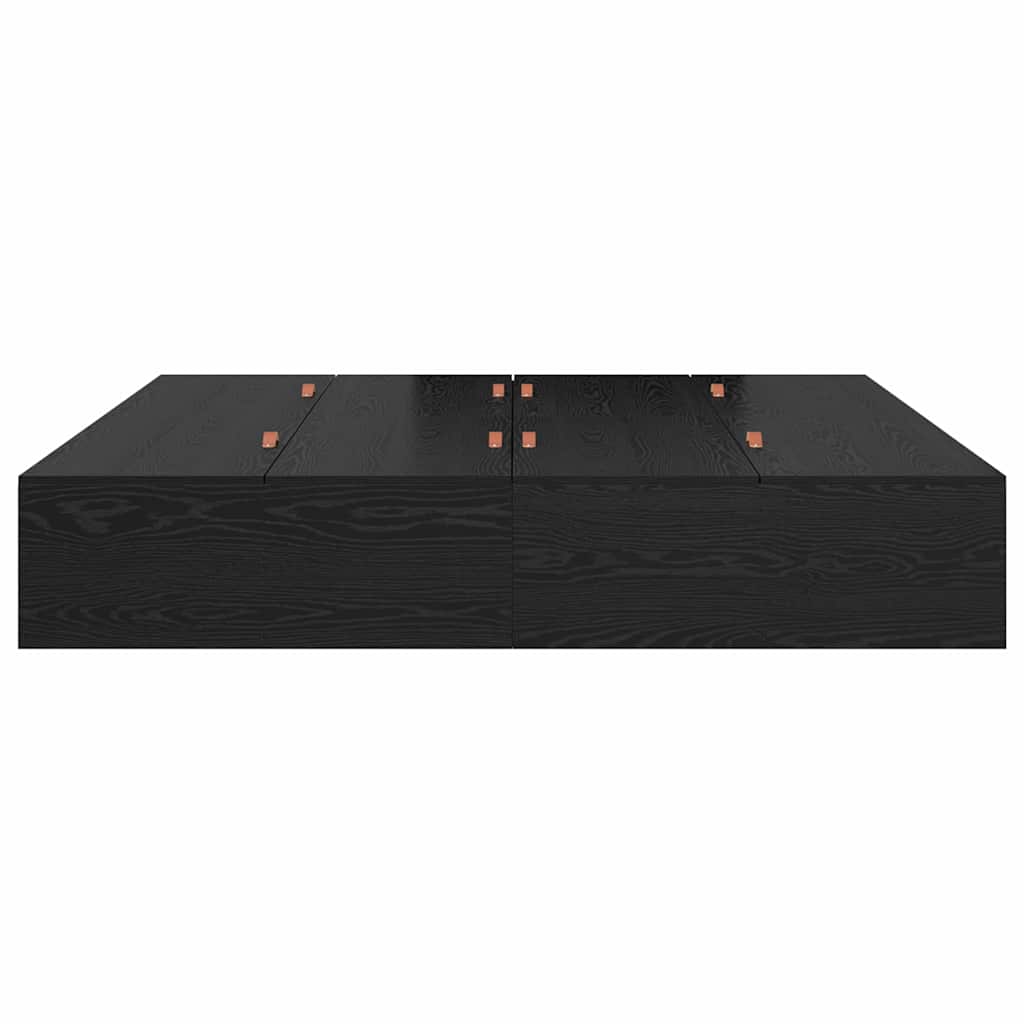 Storage Bed Frame Black Oak 200 x 200 cm Engineered Wood