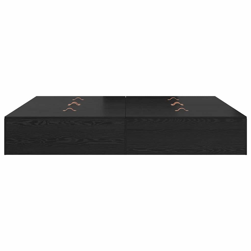 Storage Bed Frame Black Oak 200 x 200 cm Engineered Wood