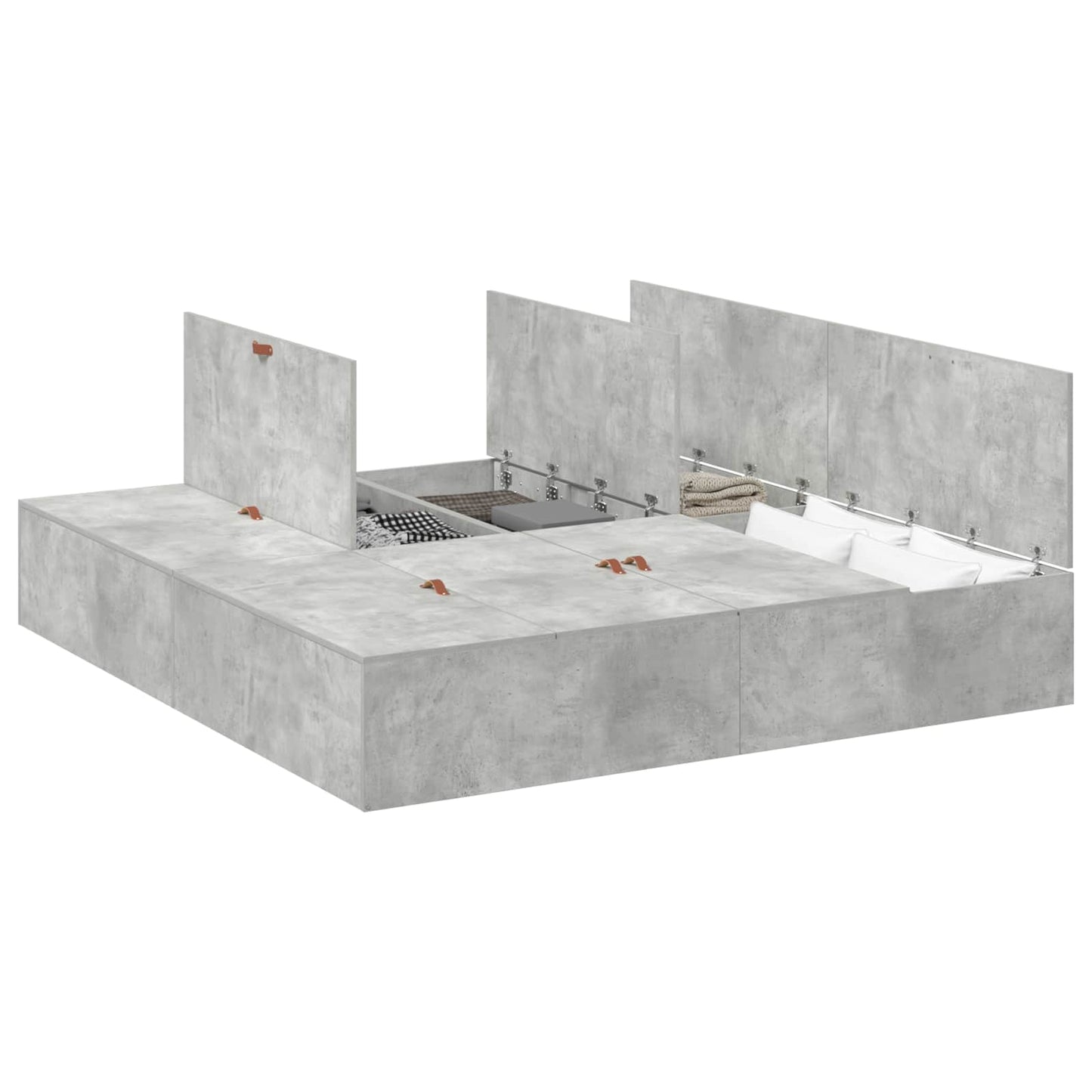 Storage Bed Frame Concrete Grey 200 x 200 cm Engineered Wood