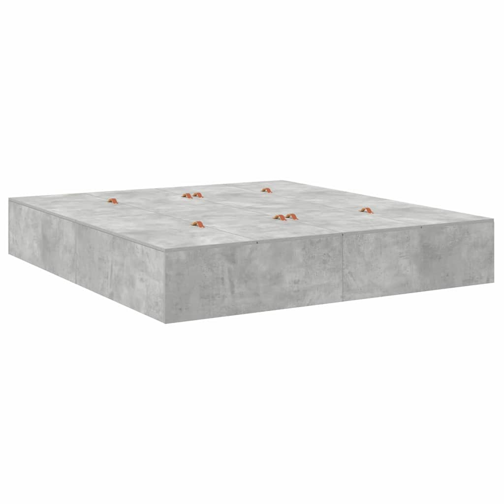 Storage Bed Frame Concrete Grey 200 x 200 cm Engineered Wood