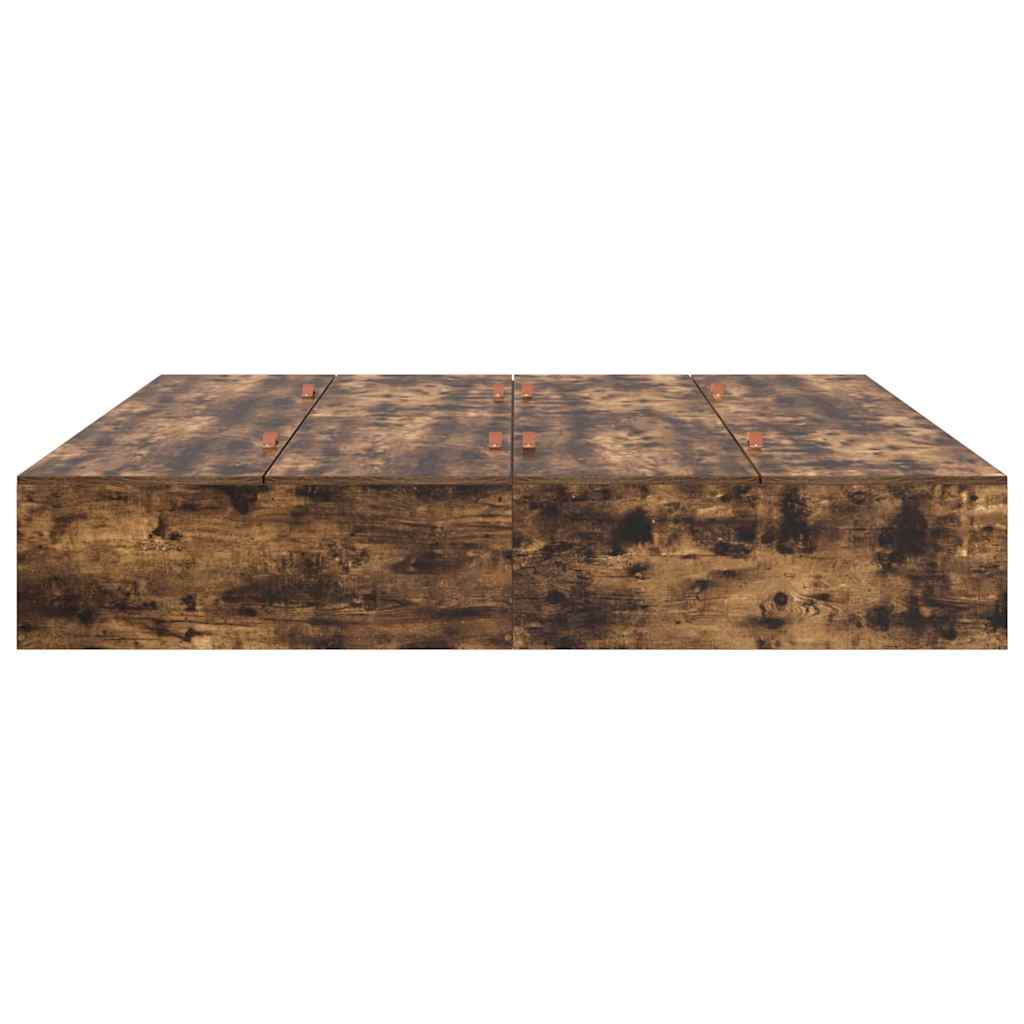 Storage Bed Frame Smoked Oak 200 x 200 cm Engineered Wood