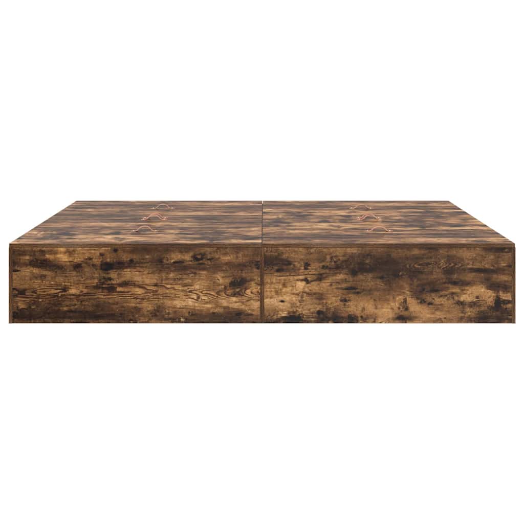 Storage Bed Frame Smoked Oak 200 x 200 cm Engineered Wood