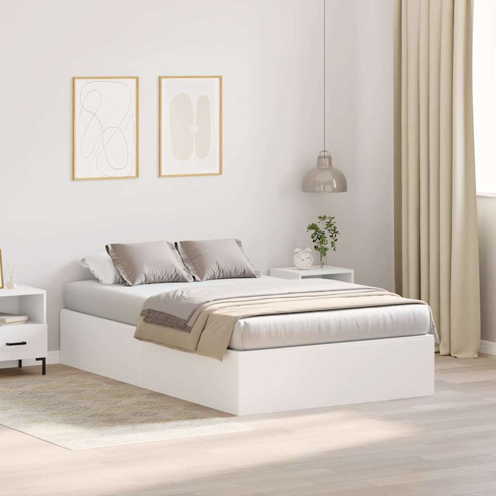 Storage Bed Frame White 120 x 200 cm Engineered Wood