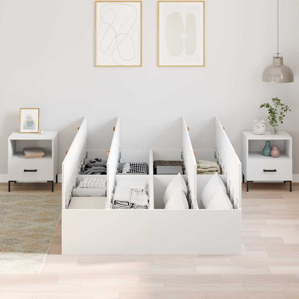 Storage Bed Frame White 120 x 200 cm Engineered Wood