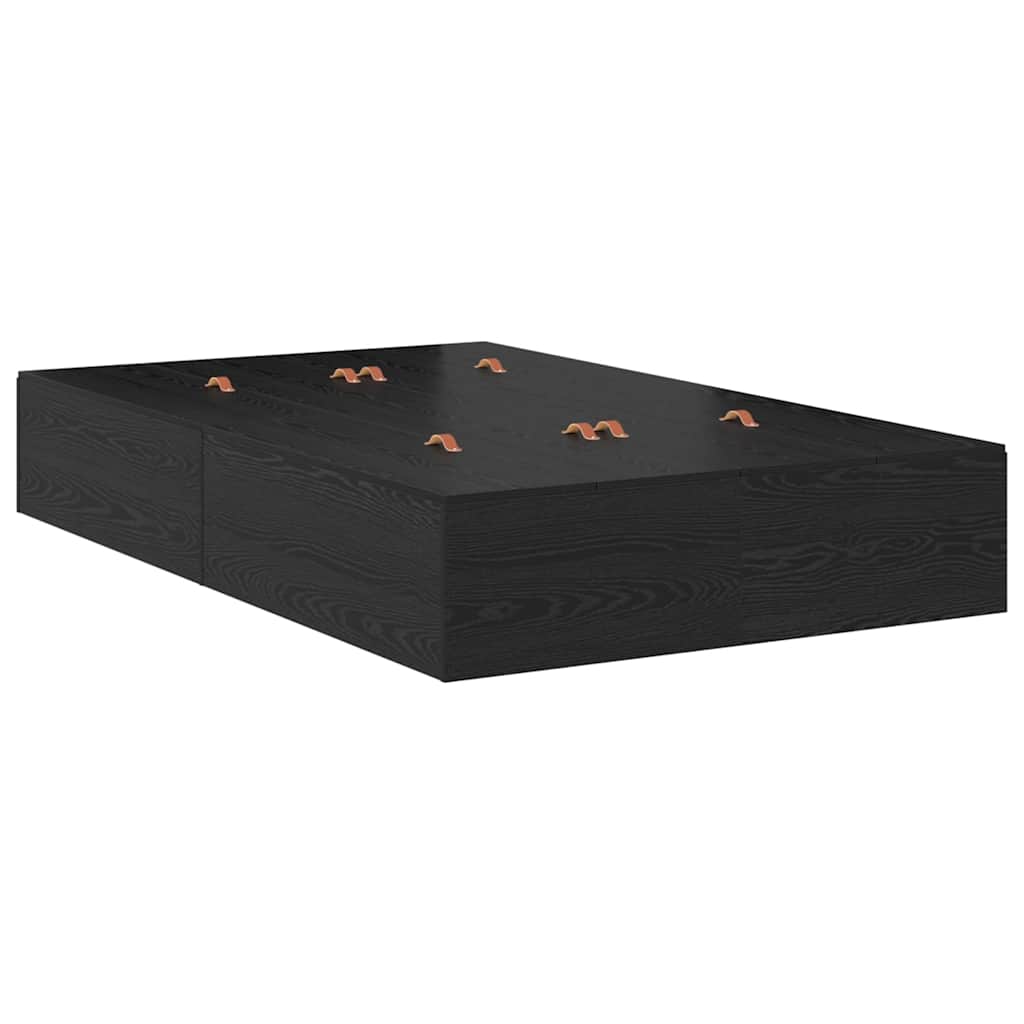 Storage Bed Frame Black Oak 120 x 200 cm Engineered Wood