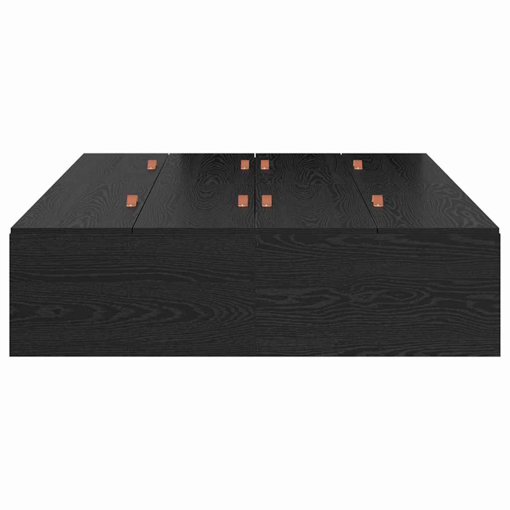 Storage Bed Frame Black Oak 120 x 200 cm Engineered Wood