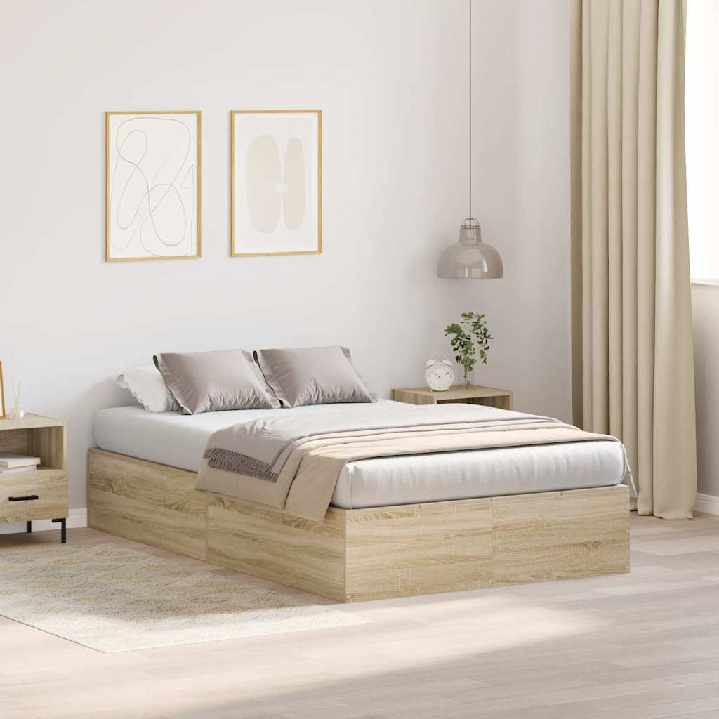 Storage Bed Frame Sonoma Oak 120 x 200 cm Engineered Wood