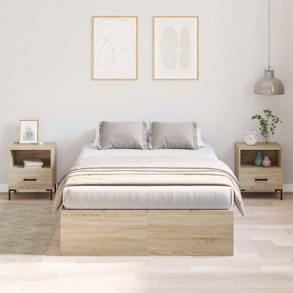 Storage Bed Frame Sonoma Oak 120 x 200 cm Engineered Wood