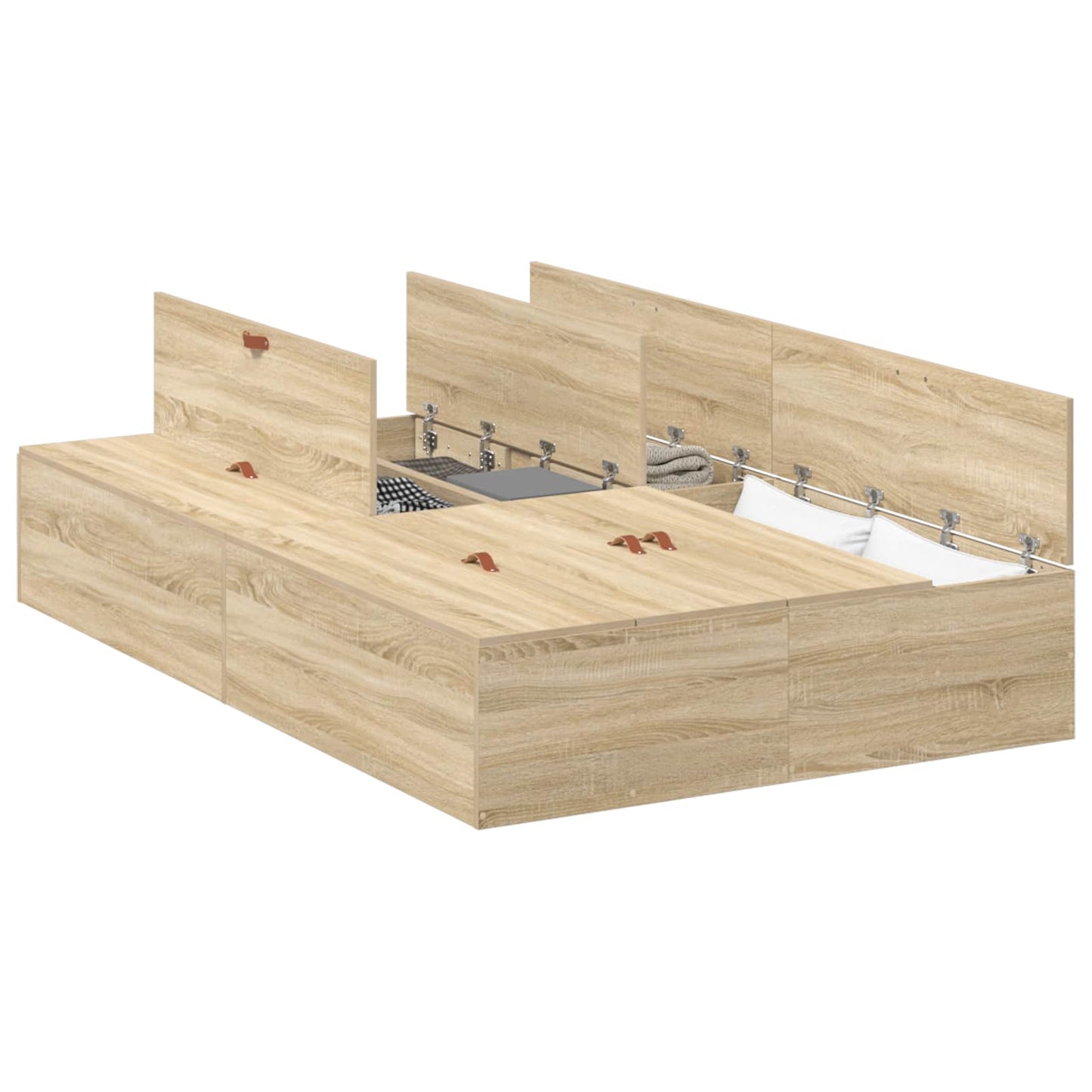 Storage Bed Frame Sonoma Oak 120 x 200 cm Engineered Wood