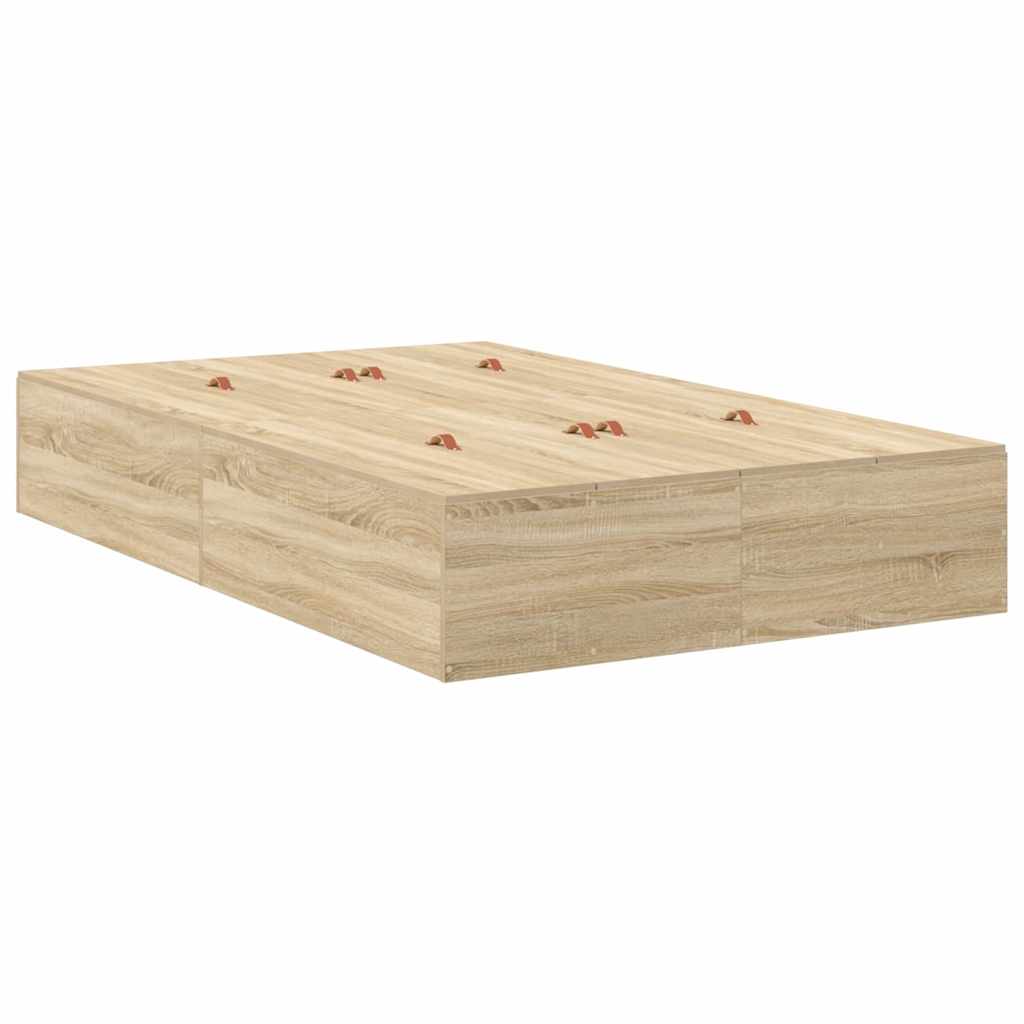 Storage Bed Frame Sonoma Oak 120 x 200 cm Engineered Wood