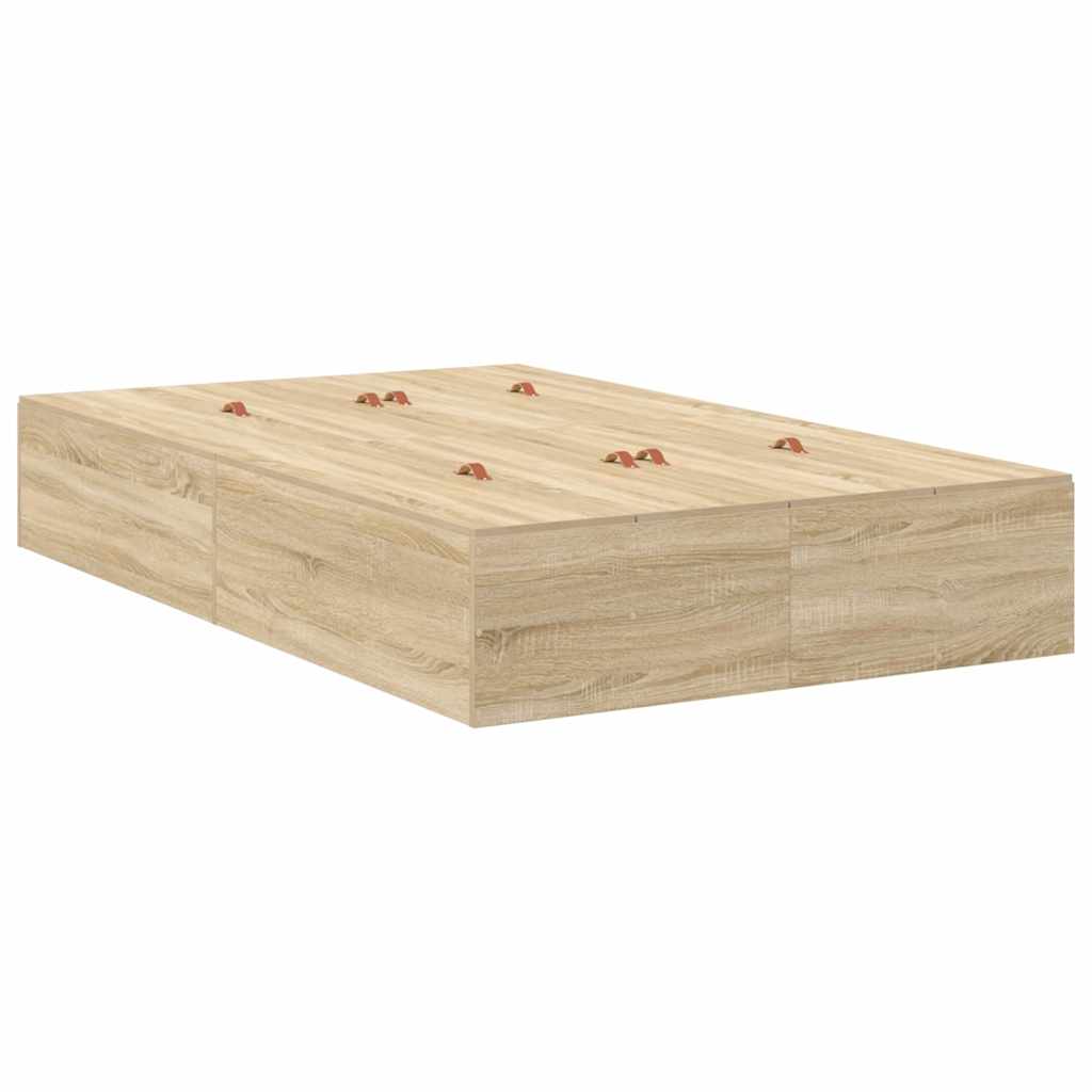 Storage Bed Frame Sonoma Oak 120 x 200 cm Engineered Wood