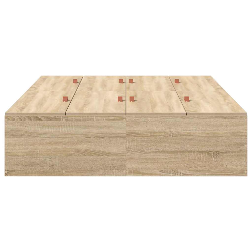 Storage Bed Frame Sonoma Oak 120 x 200 cm Engineered Wood