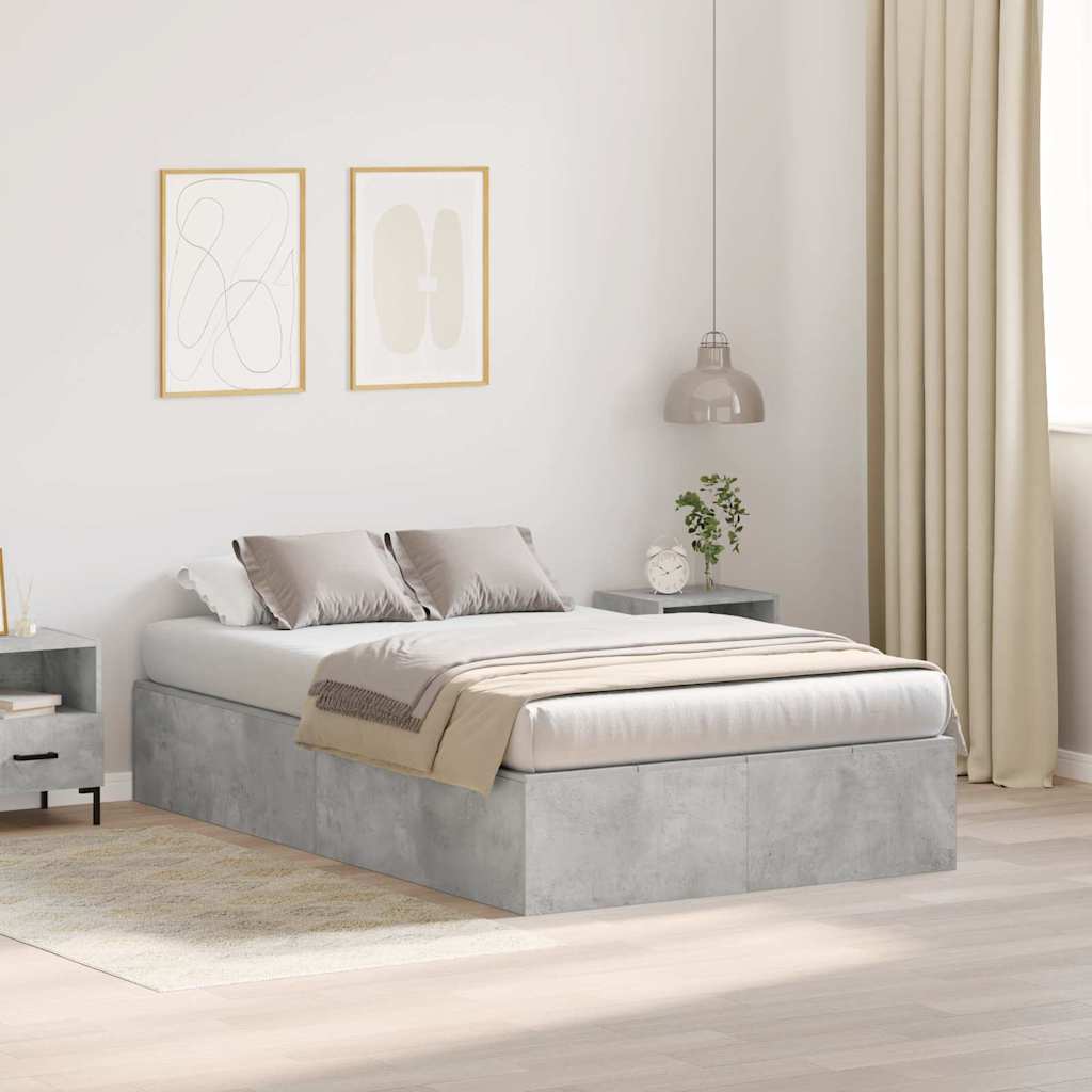 Storage Bed Frame Concrete Grey 120 x 200 cm Engineered Wood