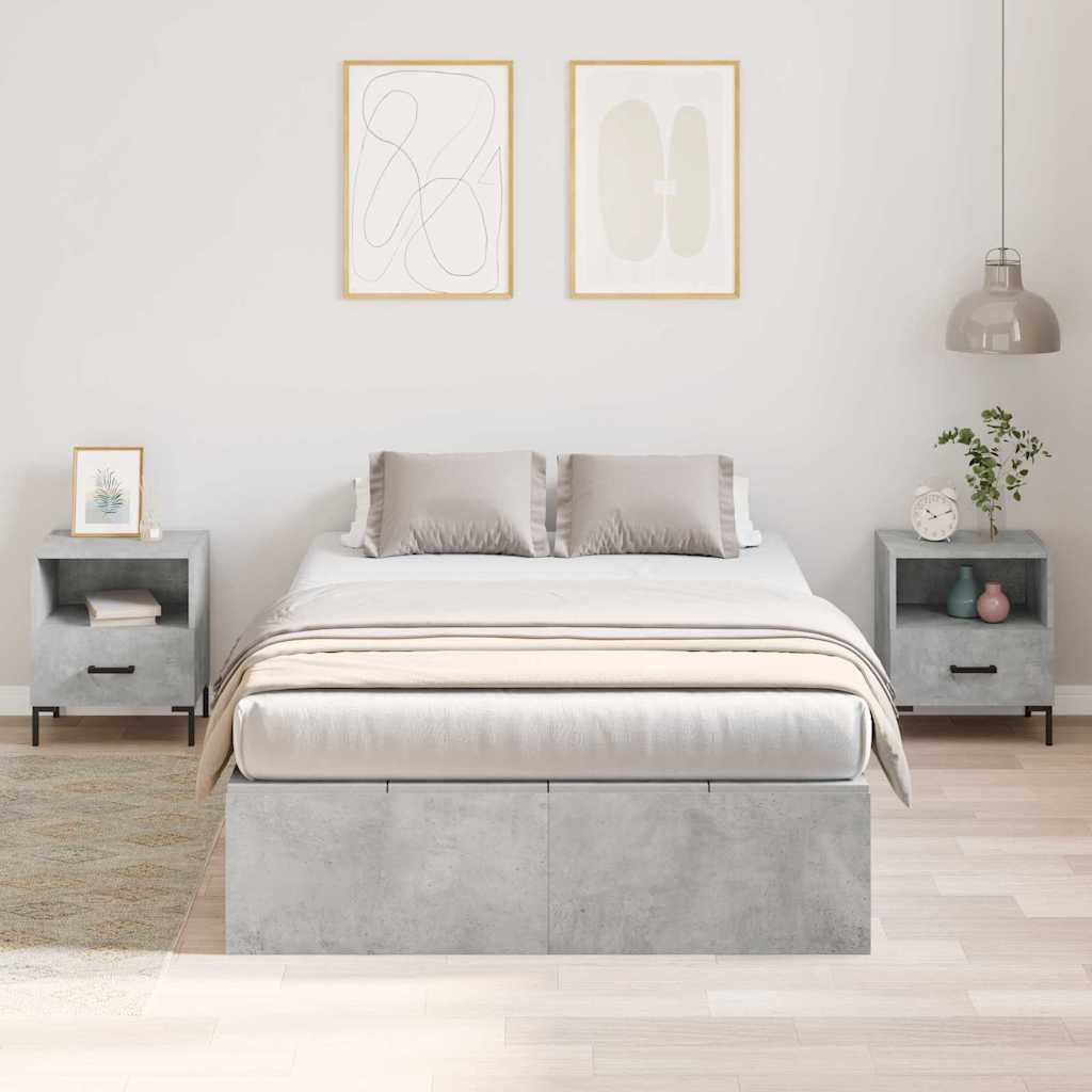 Storage Bed Frame Concrete Grey 120 x 200 cm Engineered Wood