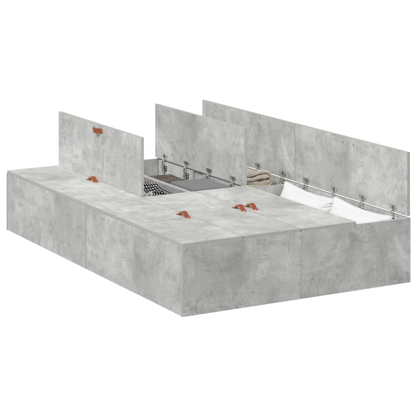 Storage Bed Frame Concrete Grey 120 x 200 cm Engineered Wood