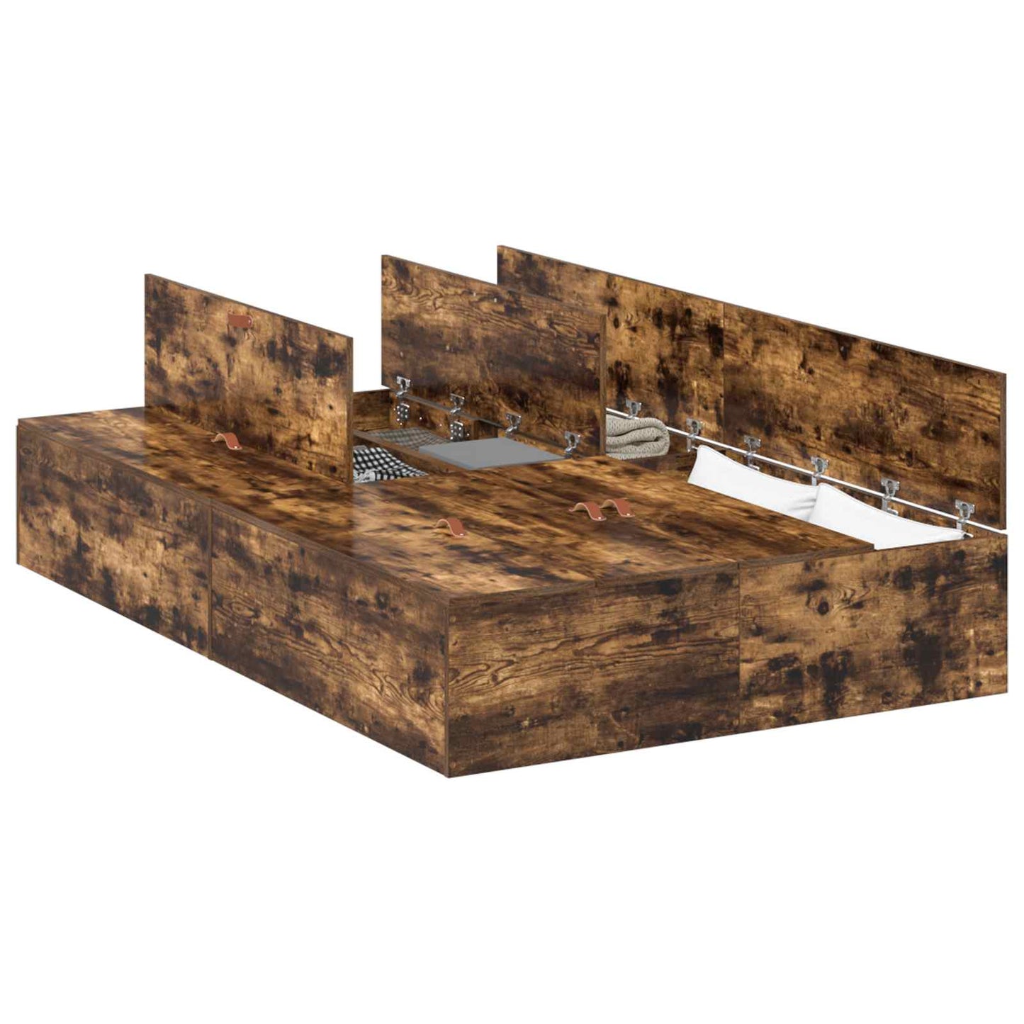 Storage Bed Frame Smoked Oak 120 x 200 cm Engineered Wood