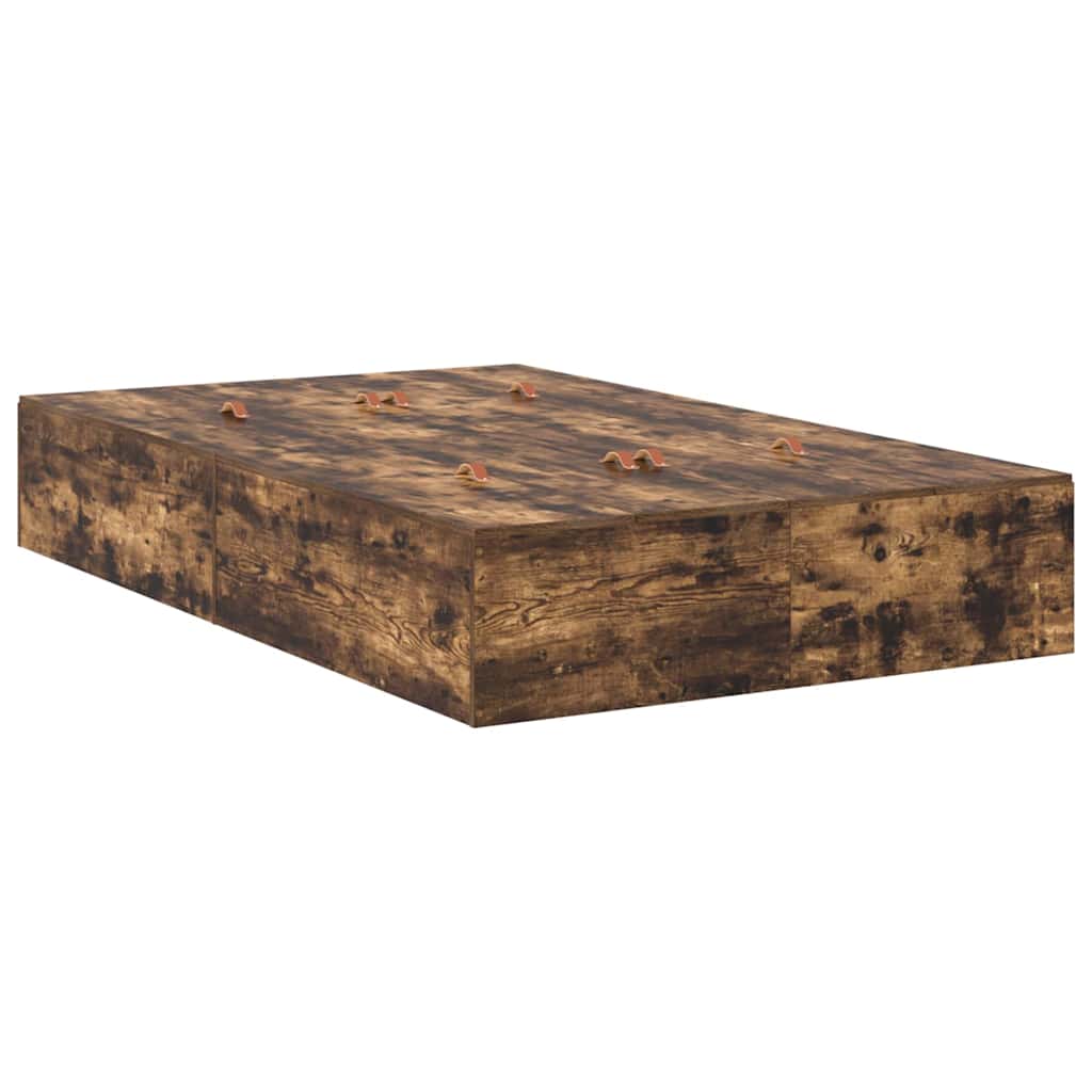 Storage Bed Frame Smoked Oak 120 x 200 cm Engineered Wood