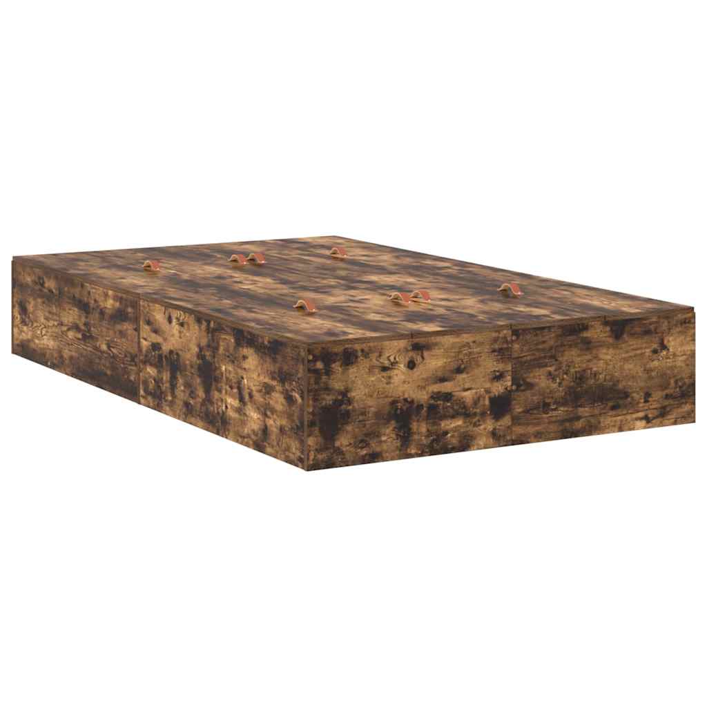 Storage Bed Frame Smoked Oak 120 x 200 cm Engineered Wood
